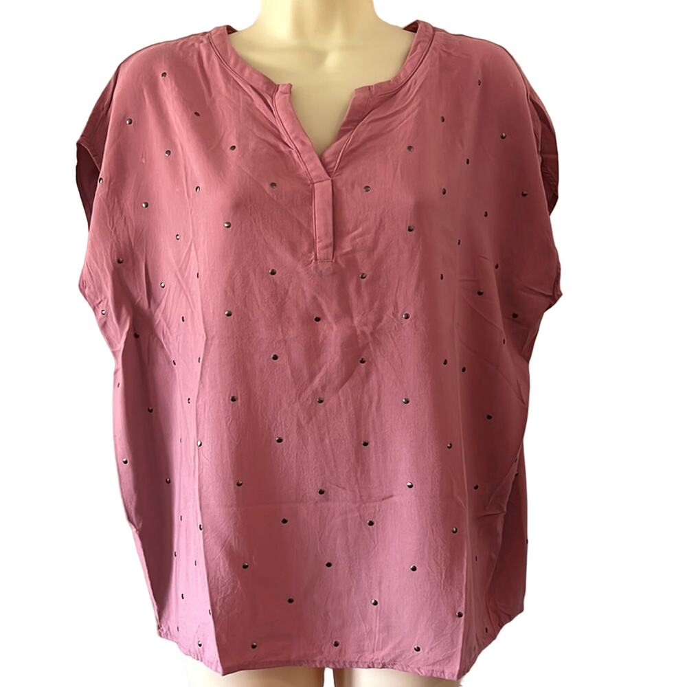 Liz Claiborne M Dusty Rose Embellished Blouse Studded